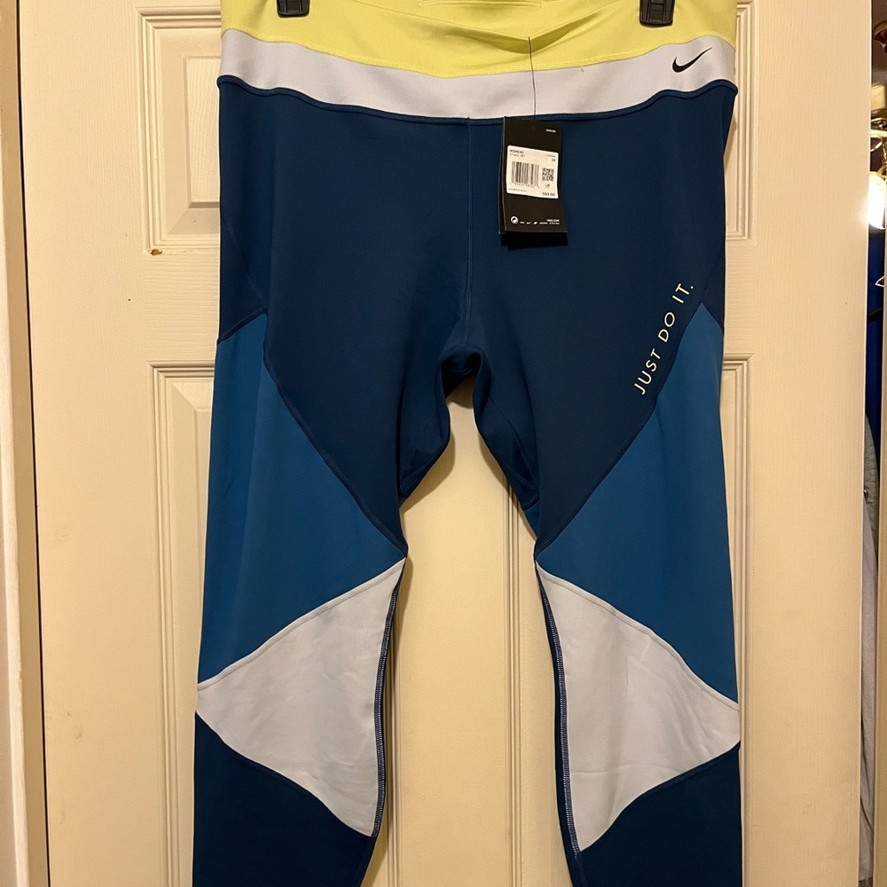 Nike Blue and Yellow Leggings